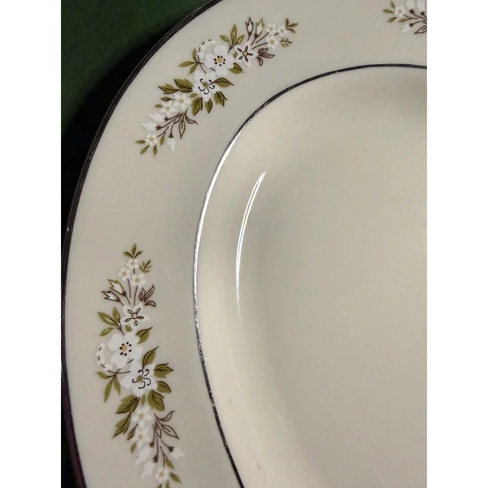 Edgerton Fine China Spring Rhapsody Oval Serving Platter Platinum Trim USA